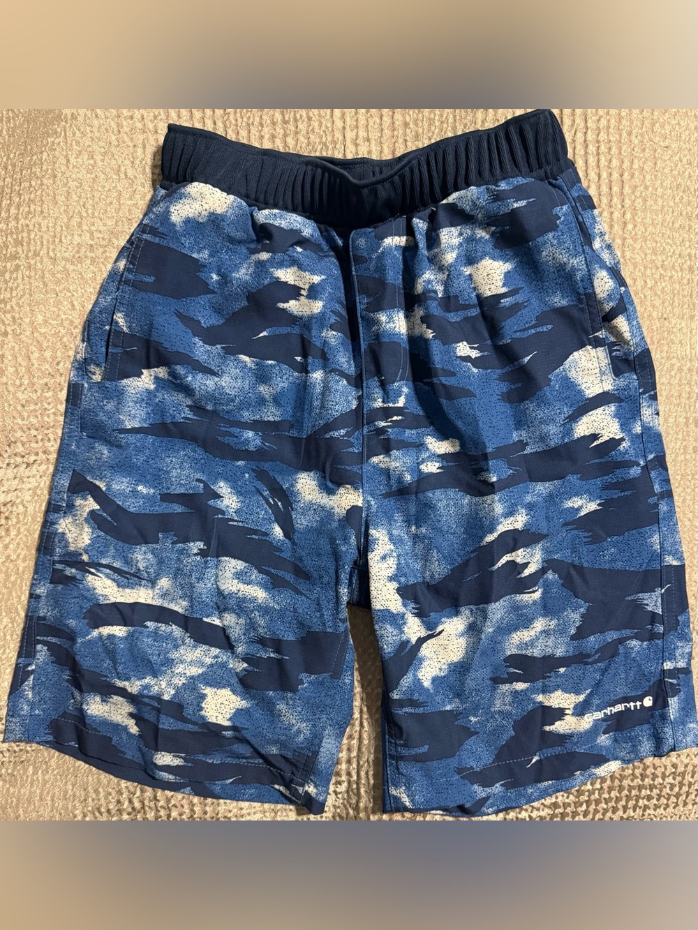 Carhartt Boys Rugged Flex Swim Trunks Boardshorts Blue Camo 16